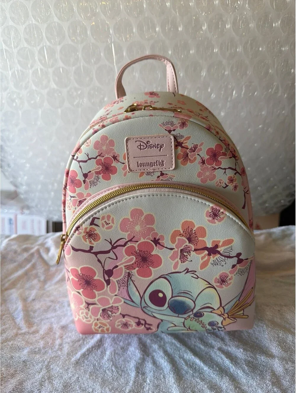 Loungefly Disney Stitch & Scrump Cherry Blossoms Backpack NWT